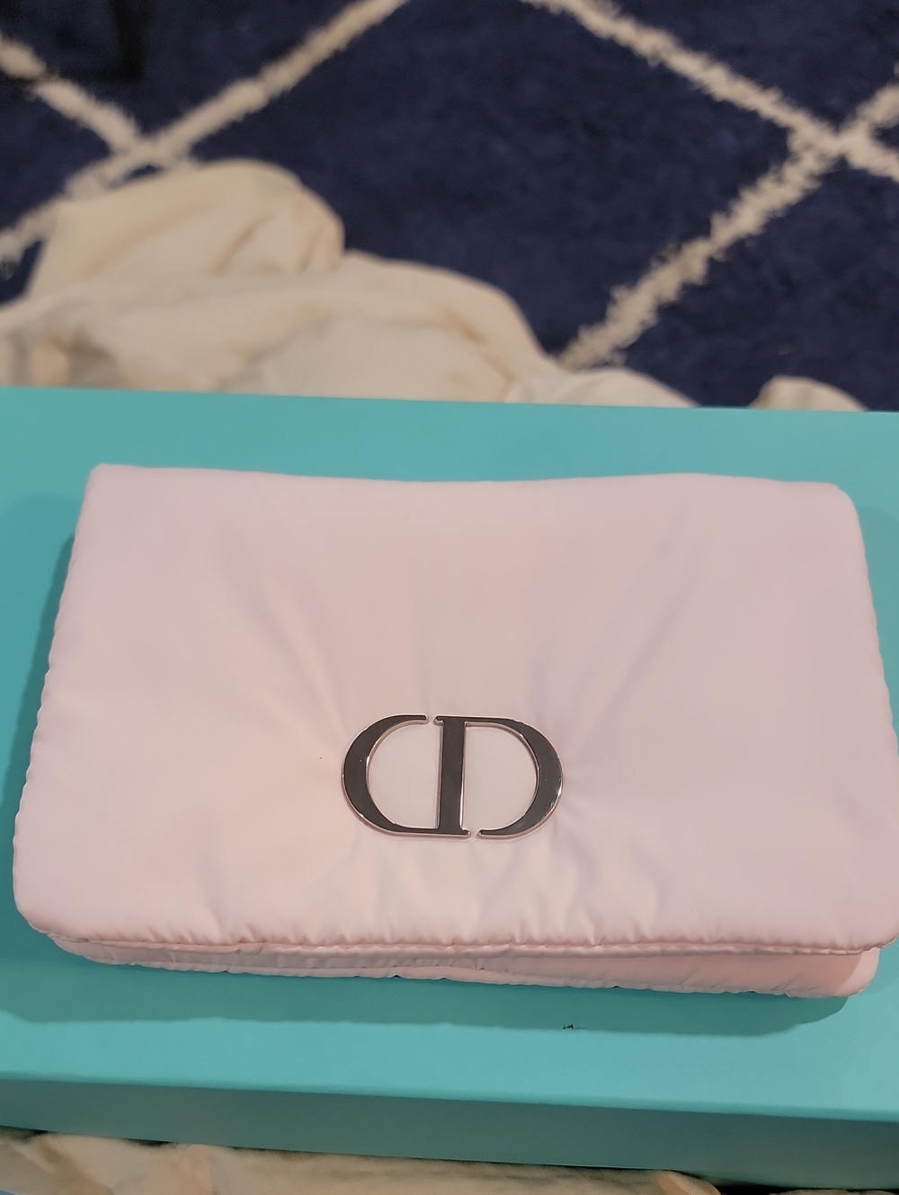 Christian Dior Light Pink CD Logo Quilted Clutch